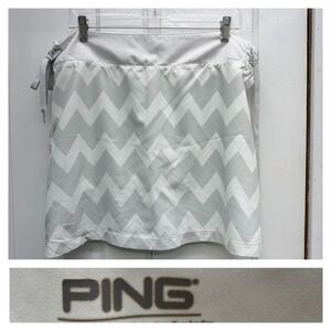 Ping White Grey Chevron Print Golf Skirt Skort Women's Large